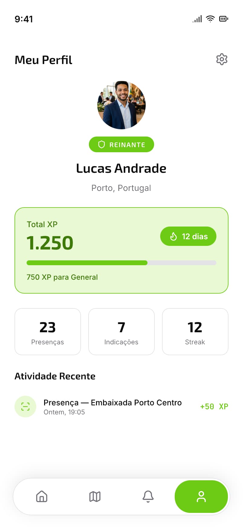 QGR App — Perfil e XP